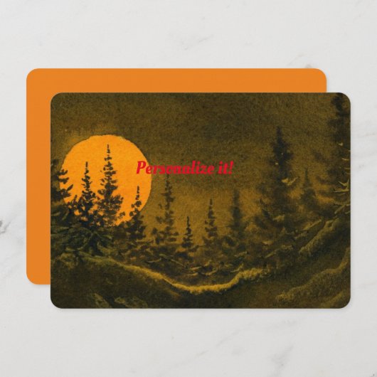 Landennachtlandschap; jager- of oogstmaan informatiekaartje (Voorkant / Achterkant)