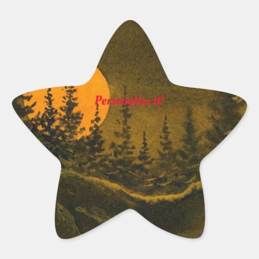 Landennachtlandschap; jager- of oogstmaan ster sticker (Voorkant)