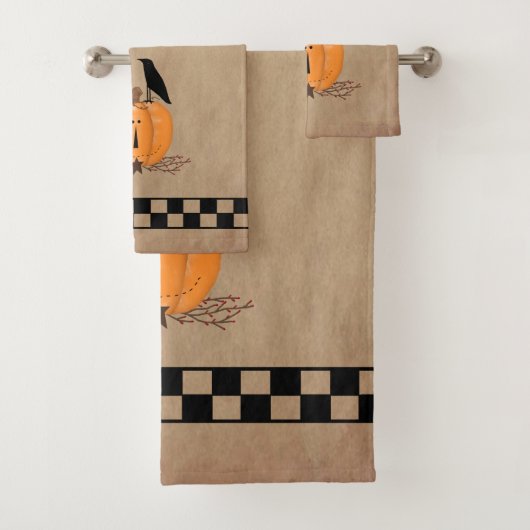Landenprimitieve Pumpkin Bath-handdoekset Bad Handdoek (Insitu)