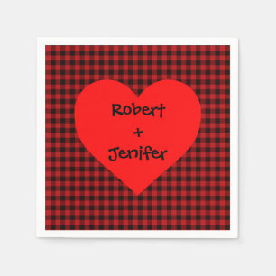 Landenrood en zwart vlecht - hartdetail servet