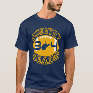 Landenroutes West Virginia Football 304 State Map T-shirt