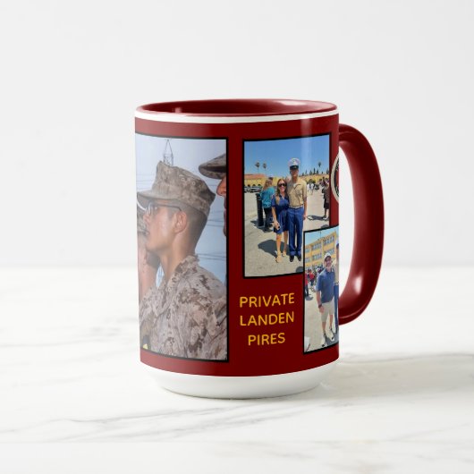"Landen's USMC Boot Camp Afstuderen" Combo Mok (Voorkant rechts)