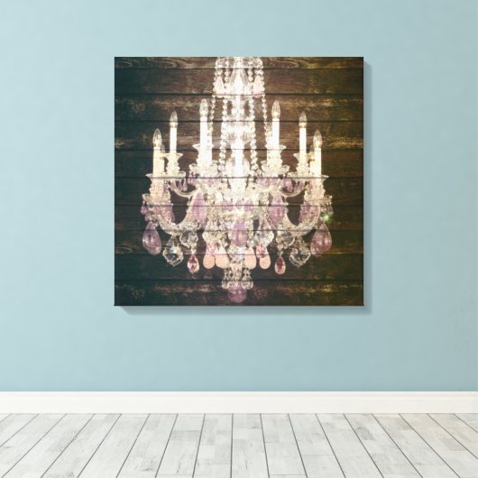 Landenschors Rustische kroonkandelaar Canvas Afdruk (Insitu (Houten vloer))