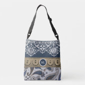 landenstijl Canvas tas met kant en Button (Achterkant)