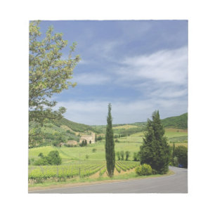 Landenstreep tussen cyperbomen in notitieblok