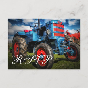 Landentractor Blue Wedding RSVP-kaarten Boerderij RSVP Kaartje