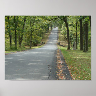 Landenweg door de boommuur-kunst. poster