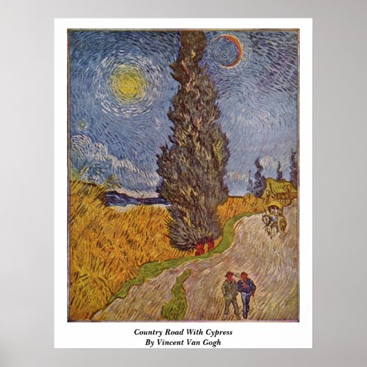 Landenweg met Cypress van Vincent Van Gogh Poster (Voorkant)
