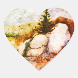 Landenwissel landschap en natuur hart sticker