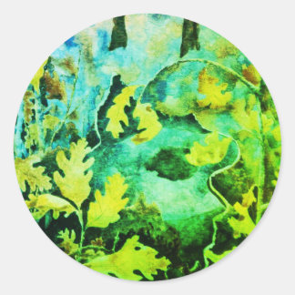 Landenwissel landschap en natuur ronde sticker