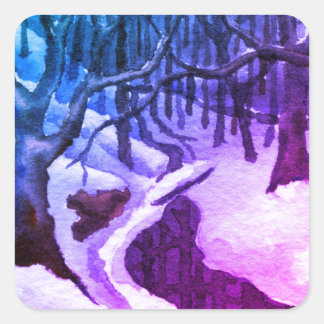 Landenwissel landschap en natuur vierkante sticker