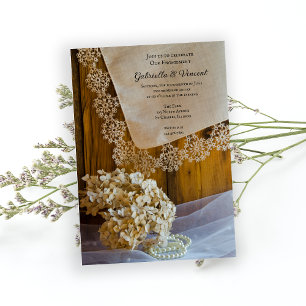 Landenzijde en bloemen Verloving Barn Party Kaart