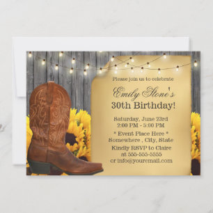 Landenzonnenbloemen Cowgirl Barn Wood Birthday Kaart