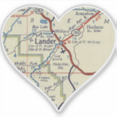 Lander WY Classic Map Sticker (Voorkant)