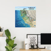 Landforms van Californië Poster (Thuiskantoor)