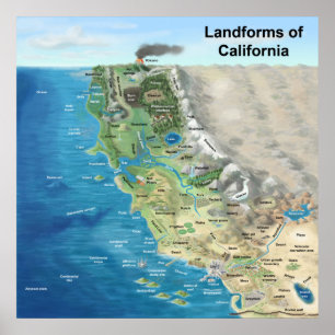 Landforms van Californië Poster