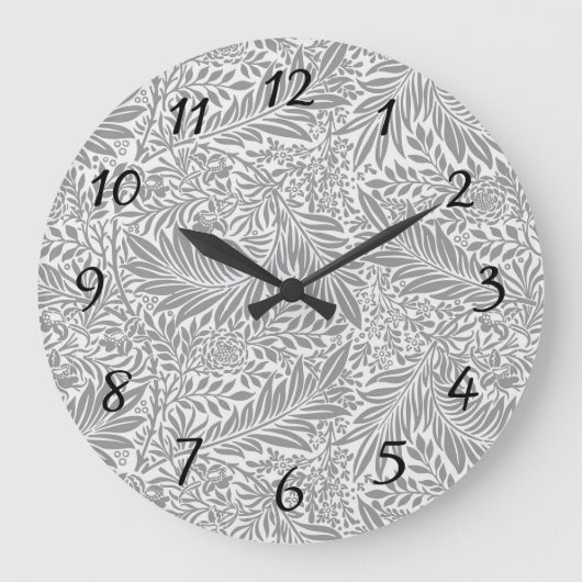 Landgrijs William Morris Leaf Pattern Grote Klok (Voorkant)