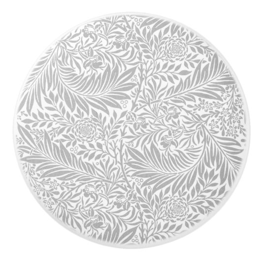 Landgrijs William Morris Leaf Pattern Keramische Knop (Voorkant)