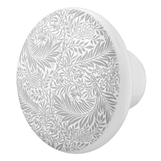 Landgrijs William Morris Leaf Pattern Keramische Knop (Rechts)