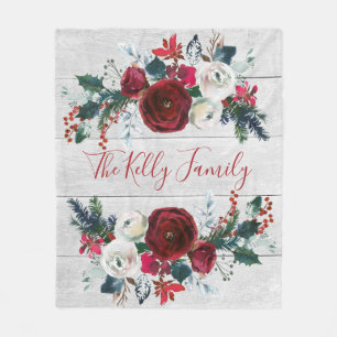 Landhout Bijtende winter Floral Cozy Family Gift Fleece Deken