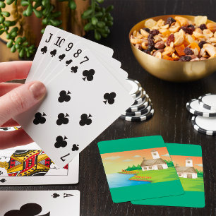Landhuis aan het meer pokerkaarten