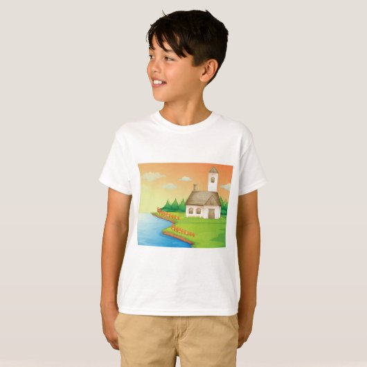 Landhuis aan het meer t-shirt (Voorkant volledig)