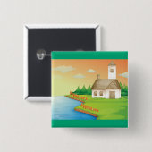 Landhuis aan het meer vierkante button 5,1 cm (Voorkant /achterkant)