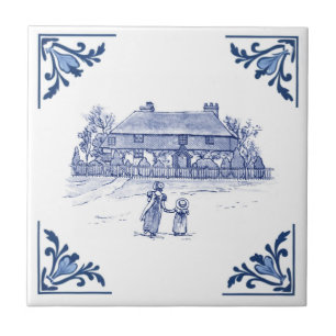 Landhuis Huis Delfts Blauw & Wit Tegeltje
