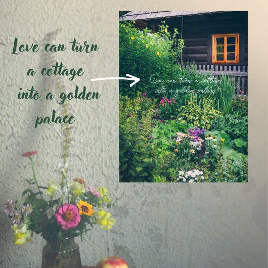 Landhuis met kleurrijke tuin poster