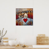 Landhuis op de heuvel grunge Ai art Poster (Keuken)