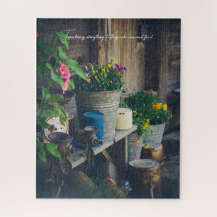 Landhuis veranda versierd met levendige pansies legpuzzel