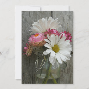 Landhuwelijk: Daisies, Strawbloemen en Barnwood Kaart