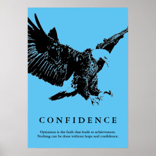 Landing Eagle Motivatie Vertrouwen Blauw Poster