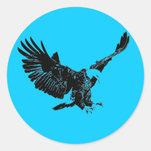 Landing Eagle Silhouette Ronde Sticker