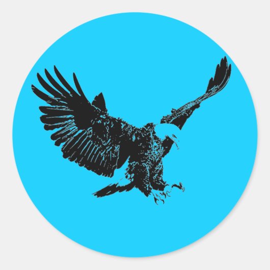 Landing Eagle Silhouette Ronde Sticker (Voorkant)