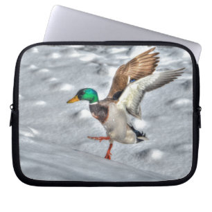 Landing Mallard Duck Drake 4 Wildlife Foto Laptop Sleeve