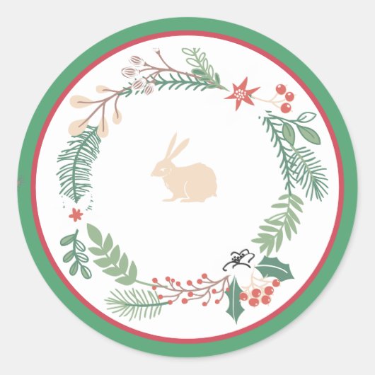 Landkerst onderschat Wreath Bunny 20 Ronde Sticker (Voorkant)
