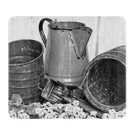 Landkeuken in zwart-wit snijplank