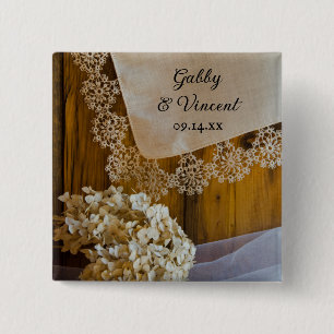 Landkreis en bloemen rond het huwelijk vierkante button 5,1 cm