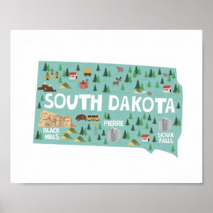 Landmarken van het pictogram South Dakota Poster