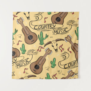 Landmuziek naadloos met gitaren, cacti's wandkleed