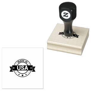 Landnaam MADE IN USA Tekst Jet Zwarte Inkt Export Rubberstempel