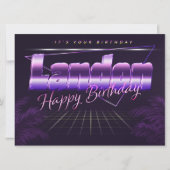 Landon Name Vorname lila retro Karte Geburtstag Kaart (Voorkant)