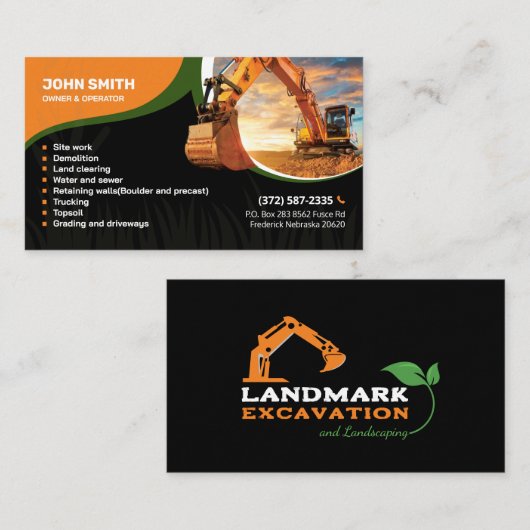 Landopruiming, Uitgraving, Landschapsarchitectuur, Visitekaartje (Voorkant / Achterkant)