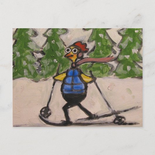 Landoverschrijdende kip briefkaart (Voorkant)