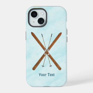 Landoverschrijdende ski's op sneeuwdoos iPhone 15 Hoesje