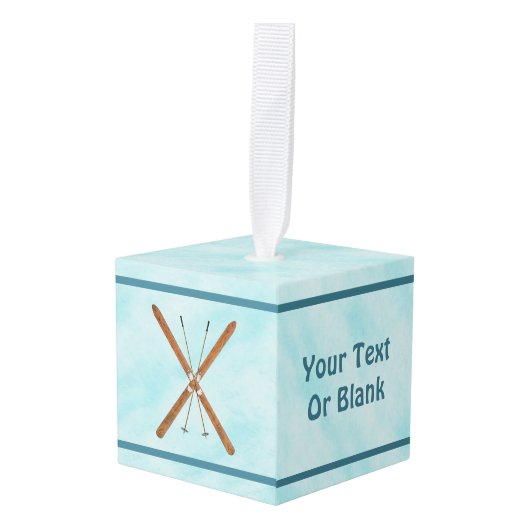 Landoverschrijdende sneeuw kubus ornament (Voorkant hoekig)