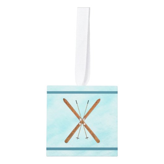 Landoverschrijdende sneeuw kubus ornament (Voorkant)