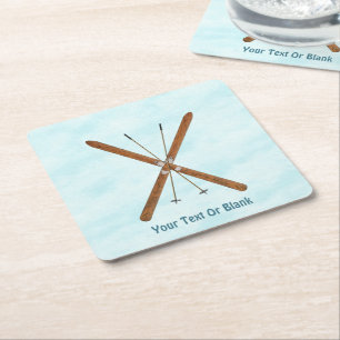 Landoverschrijdende sneeuw vierkante kartonnen onderzetter