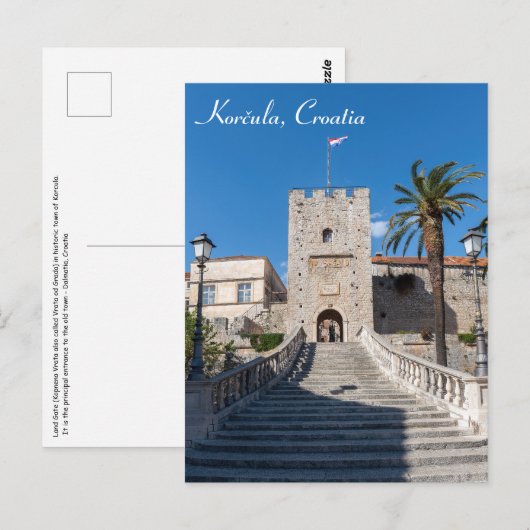 Landpoort in Korcula stad - Dalmatië, Kroatië Briefkaart (Voorkant / Achterkant)
